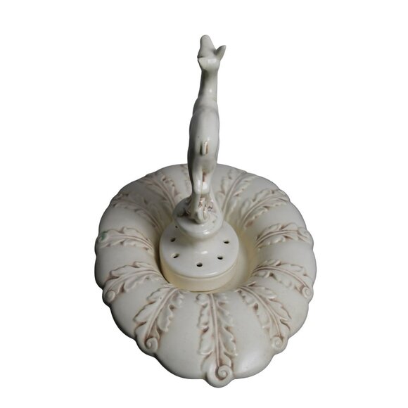 Vintage Red Wing Ceramic Deer Floral Frog with Console Bowl - Picture 4 of 8